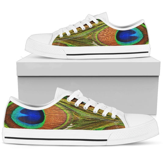 Peacock Print Shoes | Women's Low Top Shoe-6teenth World™-Women's Low Top Shoe-US5.5 (EU36)-Vibe Cosy™