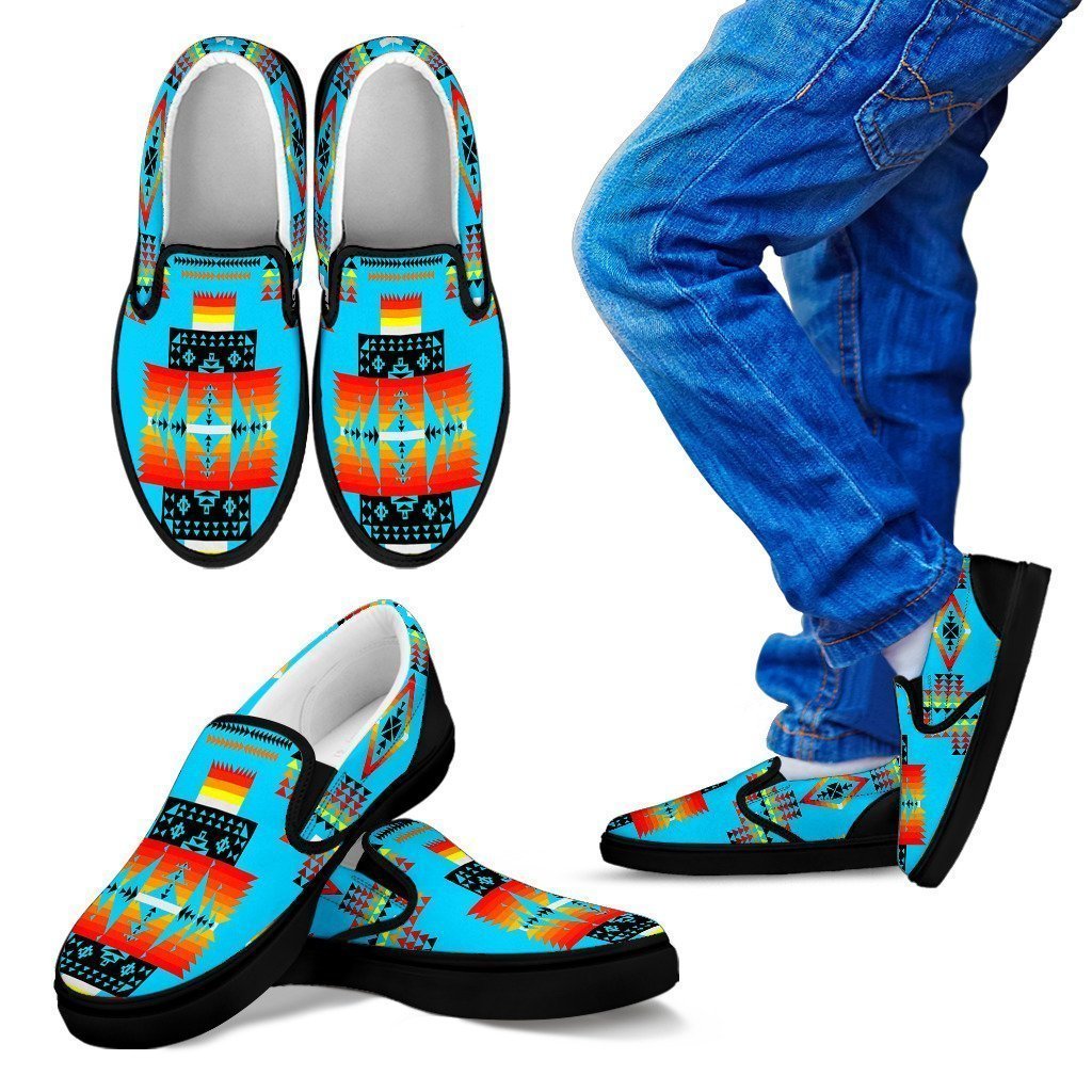Seven Tribes Turquoise Sopo Kid's Slip Ons-6teenth World™-Kid's Slip Ons-11 CHILD (EU28)-Vibe Cosy™