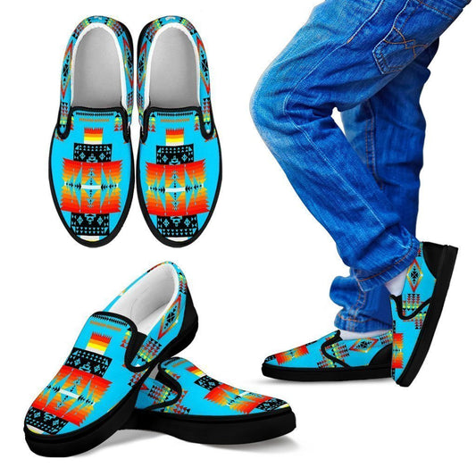 Seven Tribes Turquoise Sopo Kid's Slip Ons-6teenth World™-Kid's Slip Ons-11 CHILD (EU28)-Vibe Cosy™
