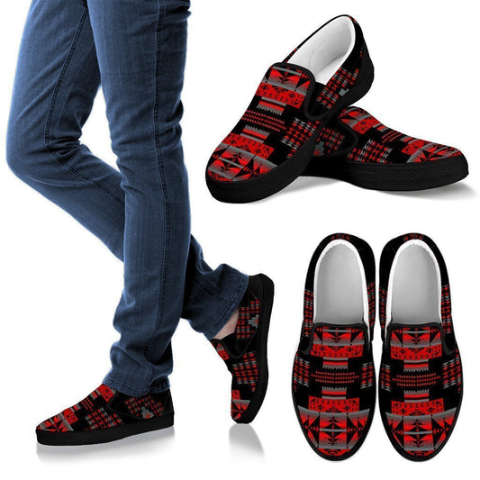 Seven Tribes Red Fire Men's Slip Ons-6teenth World™-Kid's Sneakers-US8 (EU40)-Vibe Cosy™