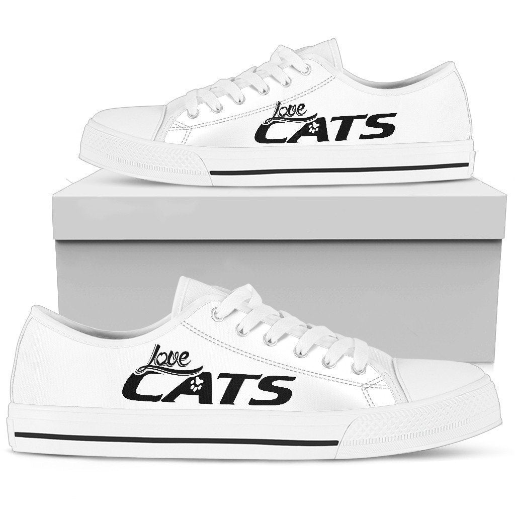 Love Cats White Women's Low Top Shoe-6teenth World™-Women's Low Top Shoe-US5.5 (EU36)-Vibe Cosy™