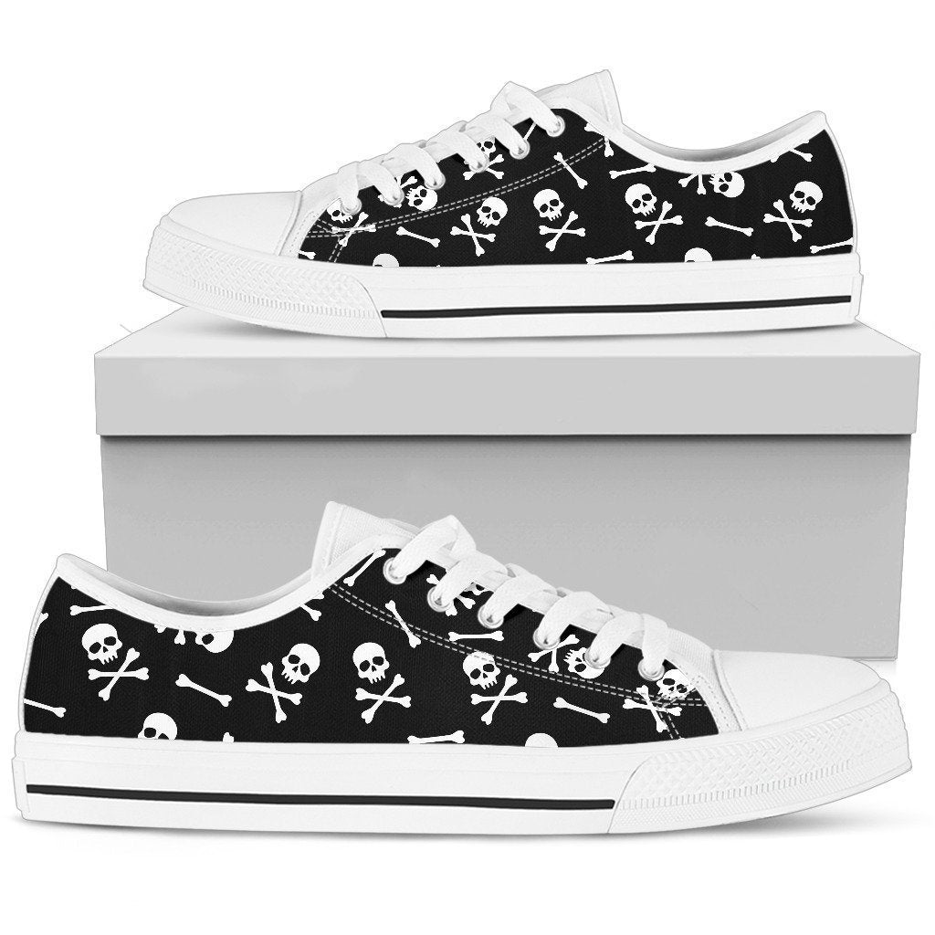 Skull pattern-Shoes-6teenth Outlet-Womens Low Top - White - Skull pattern-US5.5 (EU36)-Vibe Cosy™