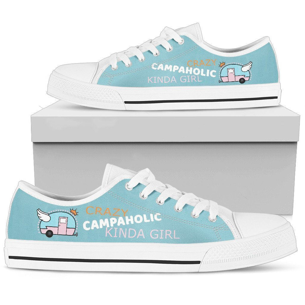 Womens Low Top - White - CRAZY CAMPAHOLIC KINDA GIRL-6teenth World™-Women's Low Top Shoe-US5.5 (EU36)-Vibe Cosy™