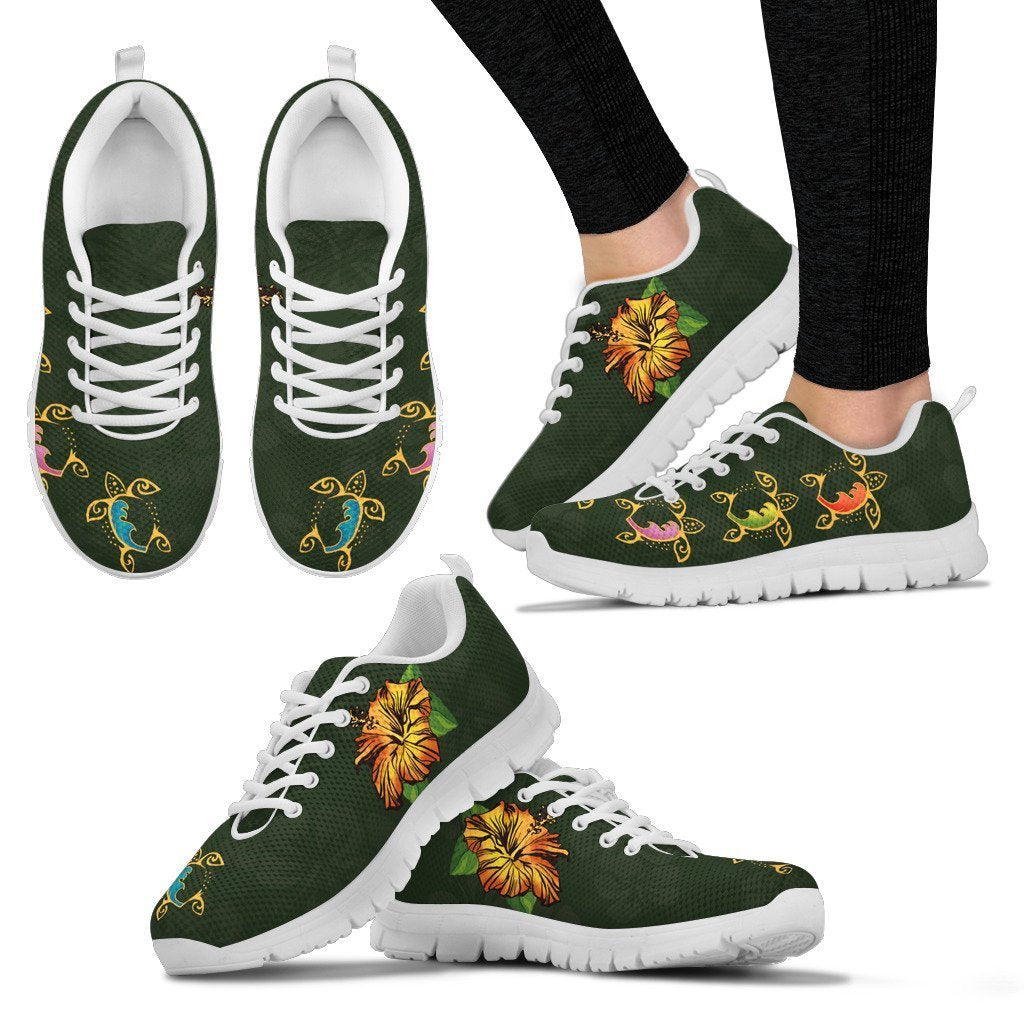 Hibiscus And Turtle Sneakers - AH-SNEAKERS-Alohawaii-Women's Sneakers-US5 (EU35)-White-Vibe Cosy™