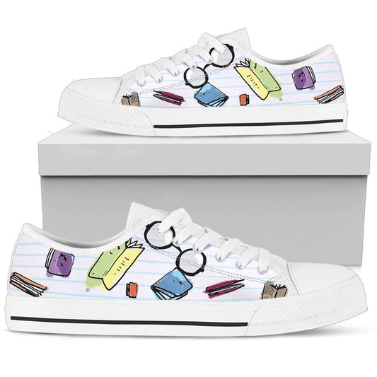 Book glasses Women's Low Top Shoe-6teenth World™-Women's Low Top Shoe-US5.5 (EU36)-Vibe Cosy™