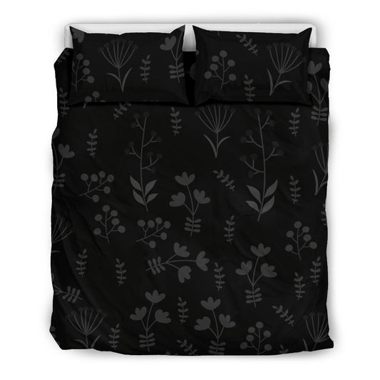 Charcoal Floral Bedding Set-6teenth World™-Bedding Set-US Twin-Vibe Cosy™