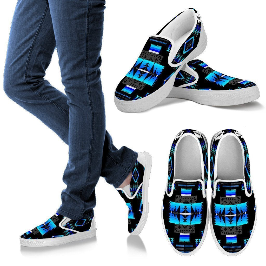 Seven Tribes Black and Blue Men's Slip Ons-6teenth World™-Kid's Sneakers-US8 (EU40)-Vibe Cosy™