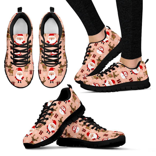 Santa and Reindeer Sneakers Black-6teenth World™-Women's Sneakers-US5 (EU35)-Vibe Cosy™