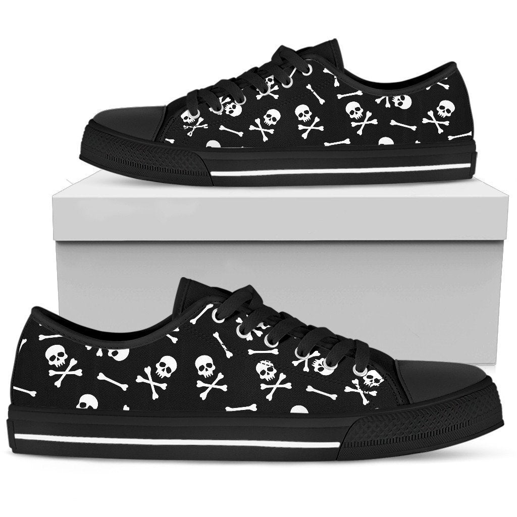 Skull pattern-Shoes-6teenth Outlet-Mens Low Top - Black - Skull pattern-US5 (EU38)-Vibe Cosy™