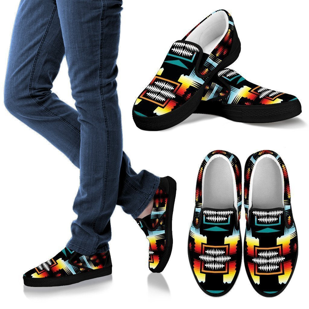 Sage Fire Turquoise Men's Slip Ons-6teenth World™-Kid's Sneakers-US8 (EU40)-Vibe Cosy™