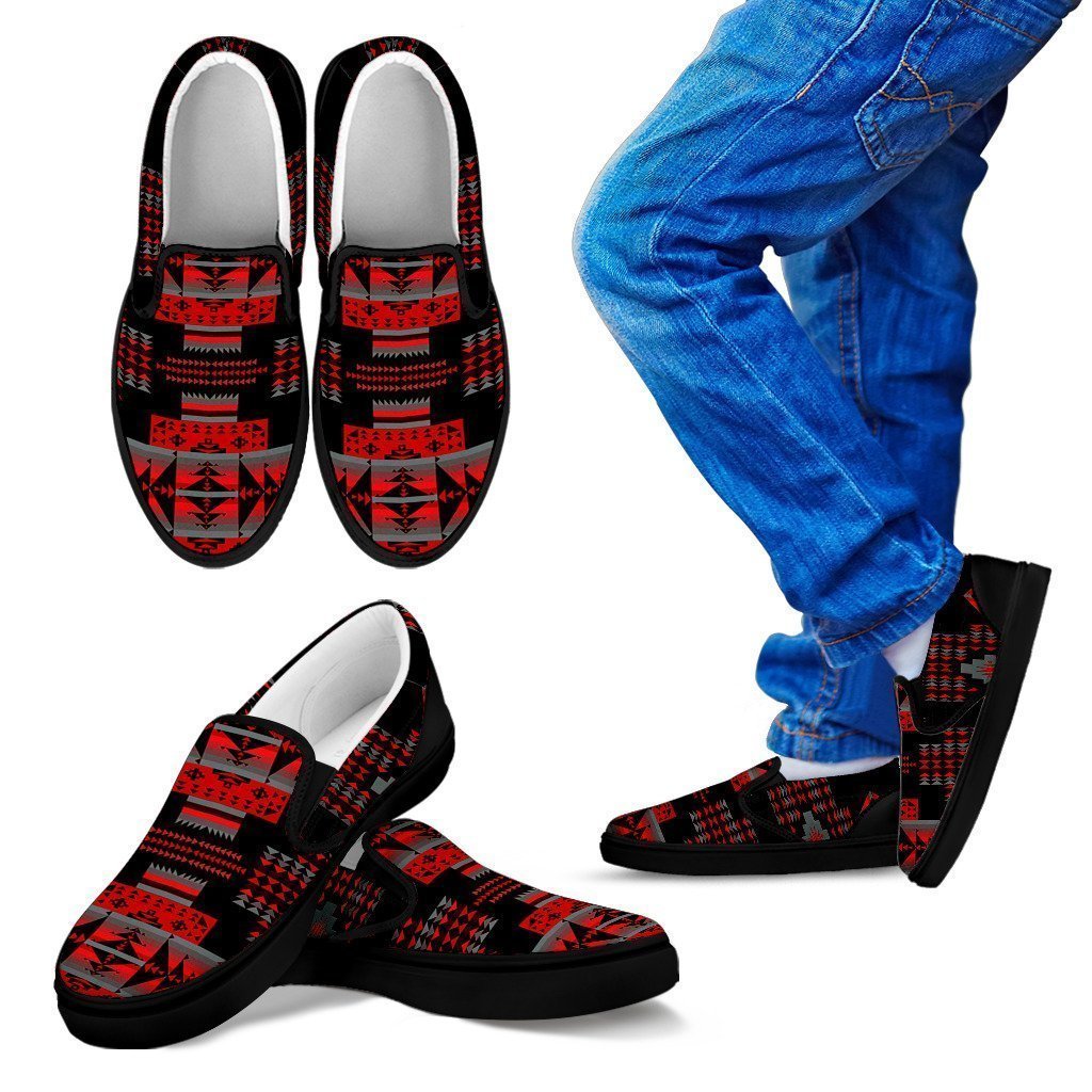 Seven Tribes Red Fire Sopo Kid's Slip Ons-6teenth World™-Kid's Slip Ons-11 CHILD (EU28)-Vibe Cosy™