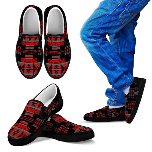 Seven Tribes Red Fire Sopo Kid's Slip Ons-6teenth World™-Kid's Slip Ons-11 CHILD (EU28)-Vibe Cosy™