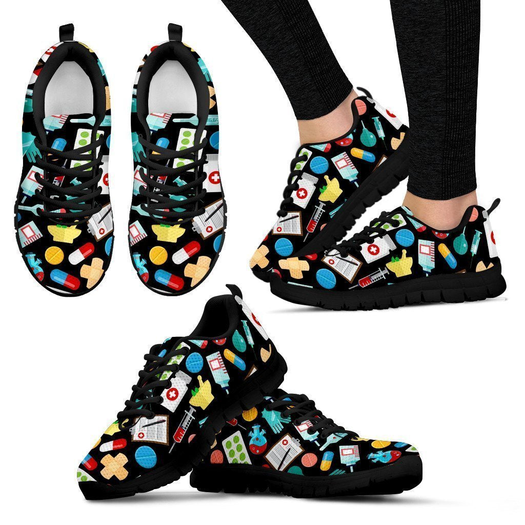 Pharmacy Technician Women's Sneakers Style 1 (Black)-6teenth World™-Women's Sneakers-US5 (EU35)-Vibe Cosy™