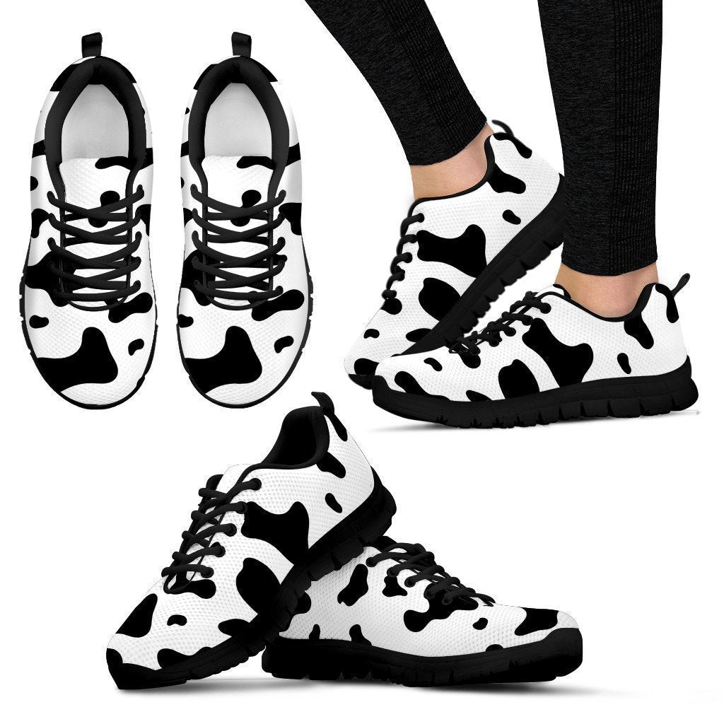 Cows Pattern Shoes-HbArts-Women's Sneakers - Black - Shoes Cows-US5 (EU35)-Vibe Cosy™