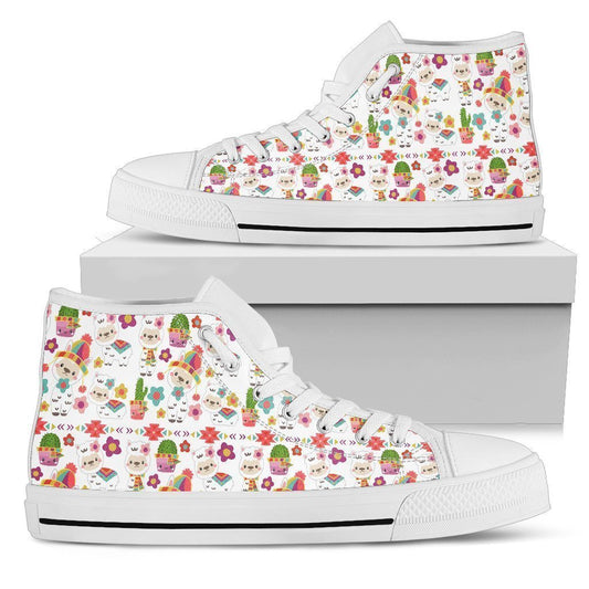 Holiday Llamas High Top-6teenth World™-Women's High Top Shoe-US5.5 (EU36)-Vibe Cosy™