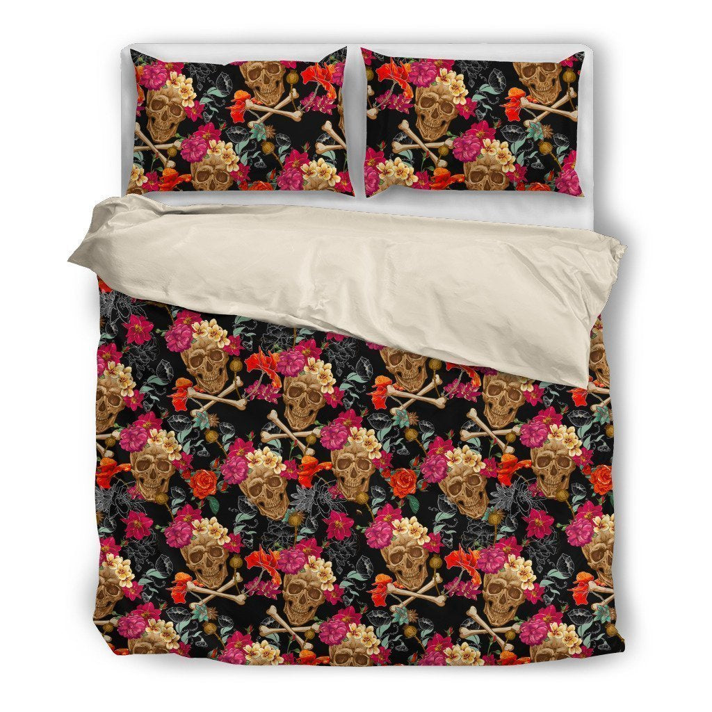 Flowers and Skulls Style 2.-6teenth World™-Bedding Set-Twin-Vibe Cosy™