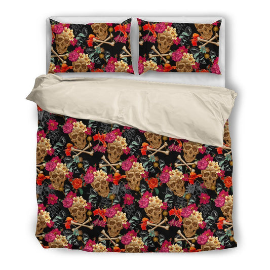 Flowers and Skulls Style 2.-6teenth World™-Bedding Set-Twin-Vibe Cosy™