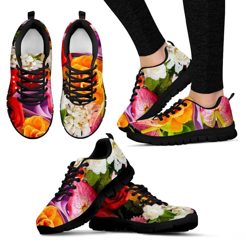 Flower Black Women's Sneakers-6teenth World™-Women's Sneakers-US5 (EU35)-Vibe Cosy™