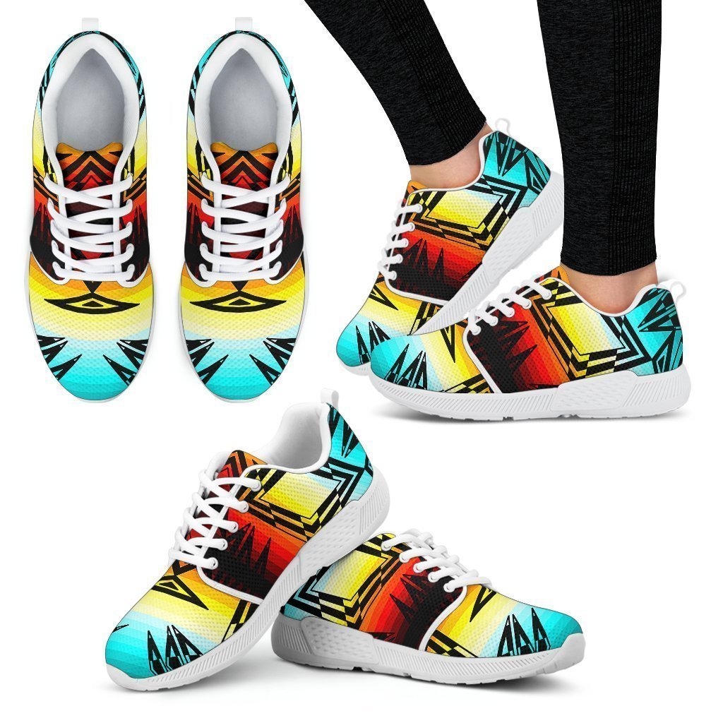 Fire and Turquoise with Black Women's Athletic Sneakers White Sole-6teenth World™-Women's Athletic Sneakers-US5 (EU35)-Vibe Cosy™
