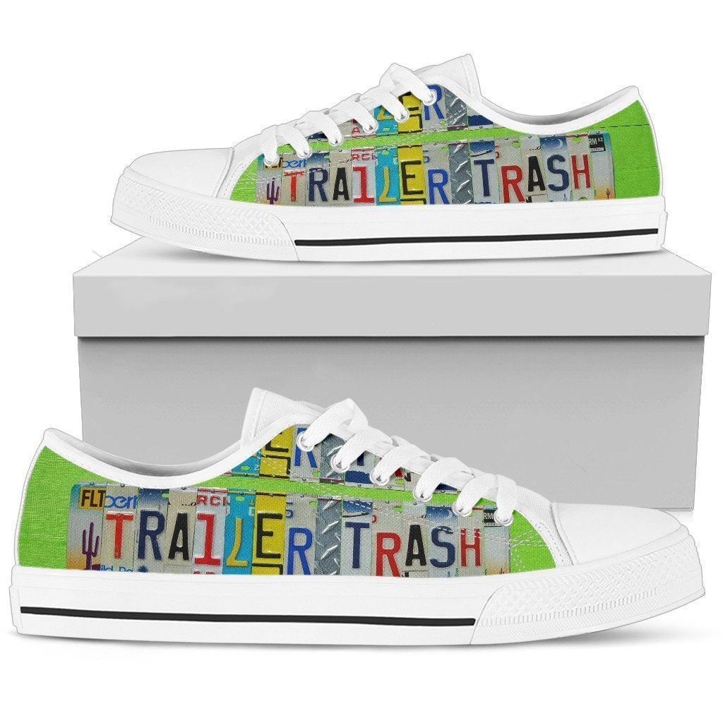 Womens Low Top - White - Trailer Trash-6teenth World™-Women's Low Top Shoe-US5.5 (EU36)-Vibe Cosy™