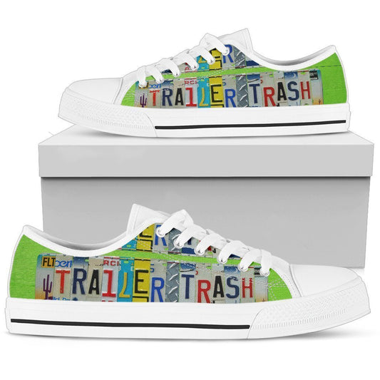 Womens Low Top - White - Trailer Trash-6teenth World™-Women's Low Top Shoe-US5.5 (EU36)-Vibe Cosy™