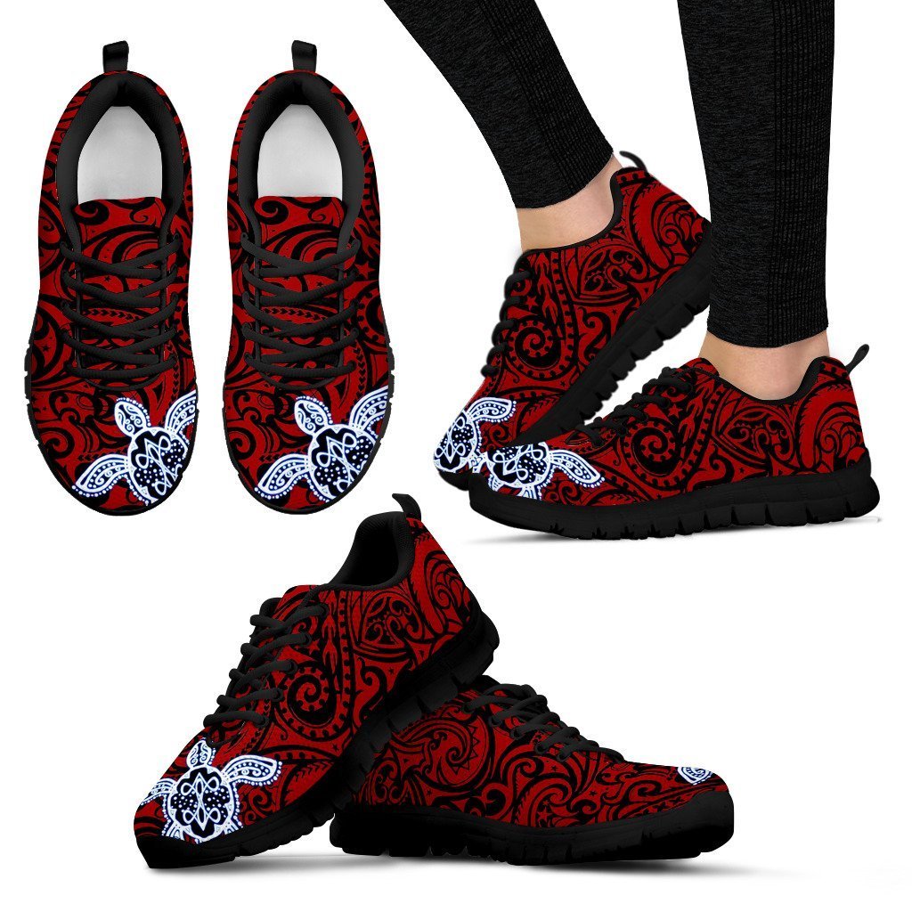 Turtle Poly Tribal Sneakers - AH-SNEAKERS-Alohawaii-Women's Sneakers-US5 (EU35)-Black-Vibe Cosy™