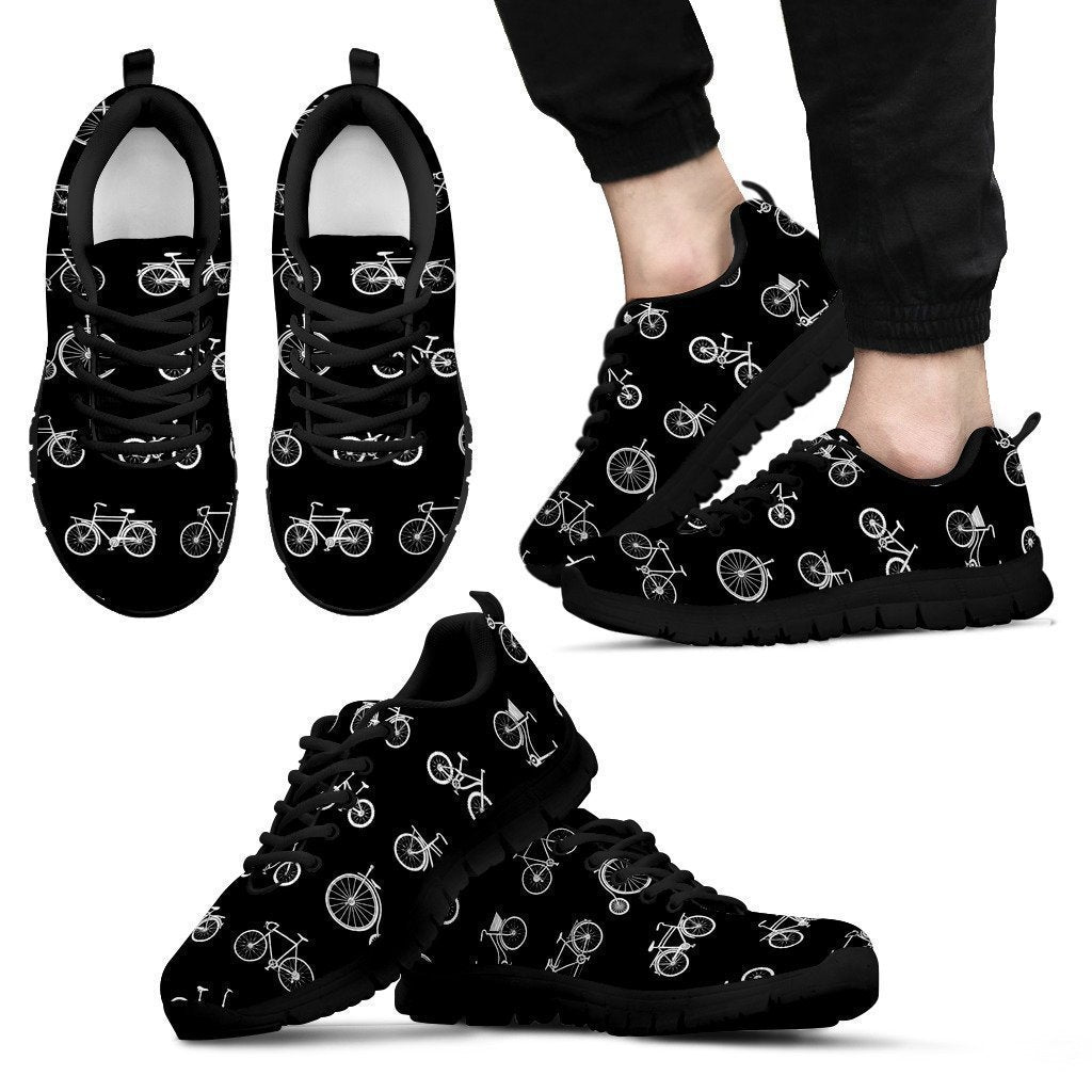 Bike Pattern Design Men's Sneakers - Bleck-6teenth World™-Men's Sneakers-US5 (EU38)-Vibe Cosy™