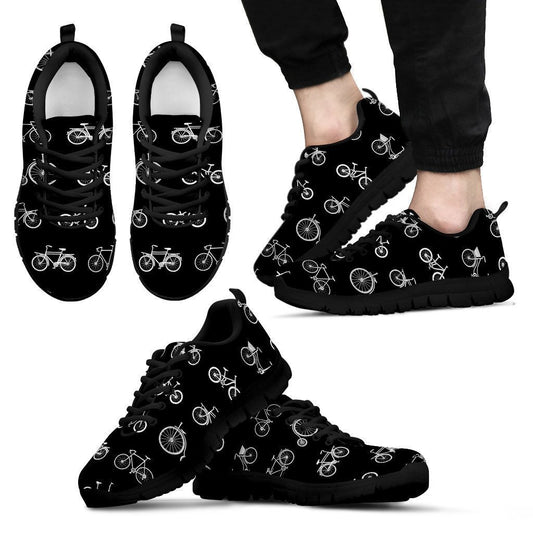 Bike Pattern Design Men's Sneakers - Bleck-6teenth World™-Men's Sneakers-US5 (EU38)-Vibe Cosy™
