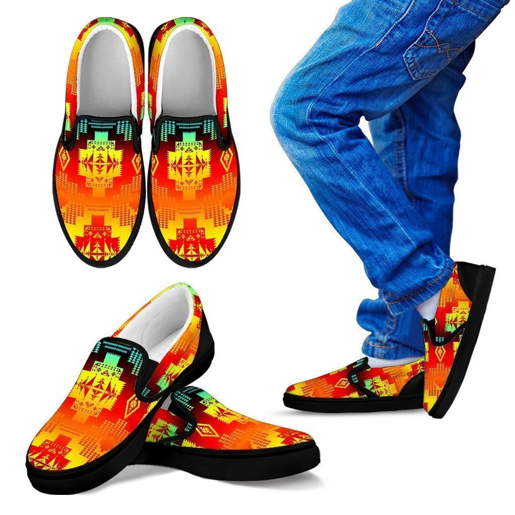 Seven Tribes Fire Kid's Slip Ons-6teenth World™-Kid's Slip Ons-11 CHILD (EU28)-Vibe Cosy™