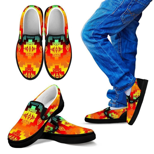 Seven Tribes Fire Kid's Slip Ons-6teenth World™-Kid's Slip Ons-11 CHILD (EU28)-Vibe Cosy™