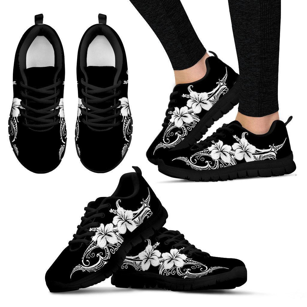 Hibiscus Polynesian Sneakers - AH-SNEAKERS-Alohawaii-Women's Sneakers-US5 (EU35)-Black-Vibe Cosy™
