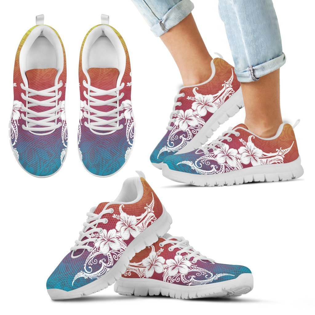 Hibiscus Polynesian Light Style Sneakers - AH-SNEAKERS-Alohawaii-Kid's Sneakers-11 CHILD (EU28)-White-Vibe Cosy™