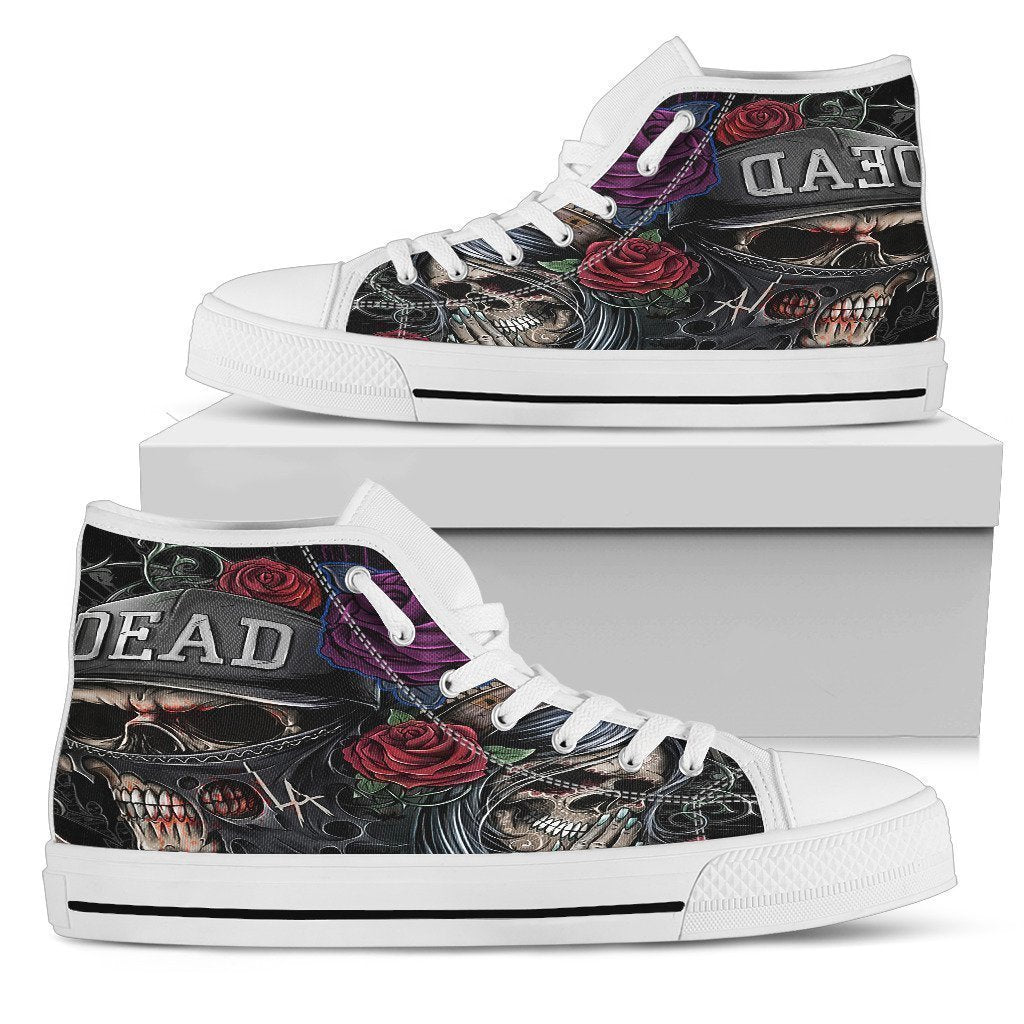 Day of The Dead Men's High Top Shoe-6teenth Outlet-Mens High Top - White - Day of The Dead Men's High Top White Shoe-US5 (EU38)-Vibe Cosy™