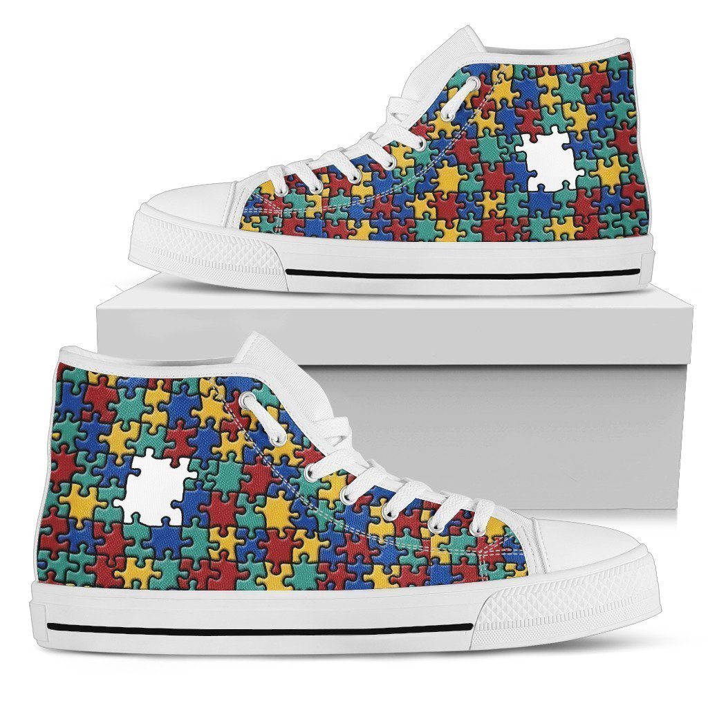 Autism Shoes-Shoes-6teenth Outlet-Mens High Top - White - Autism Shoes-US5 (EU38)-Vibe Cosy™