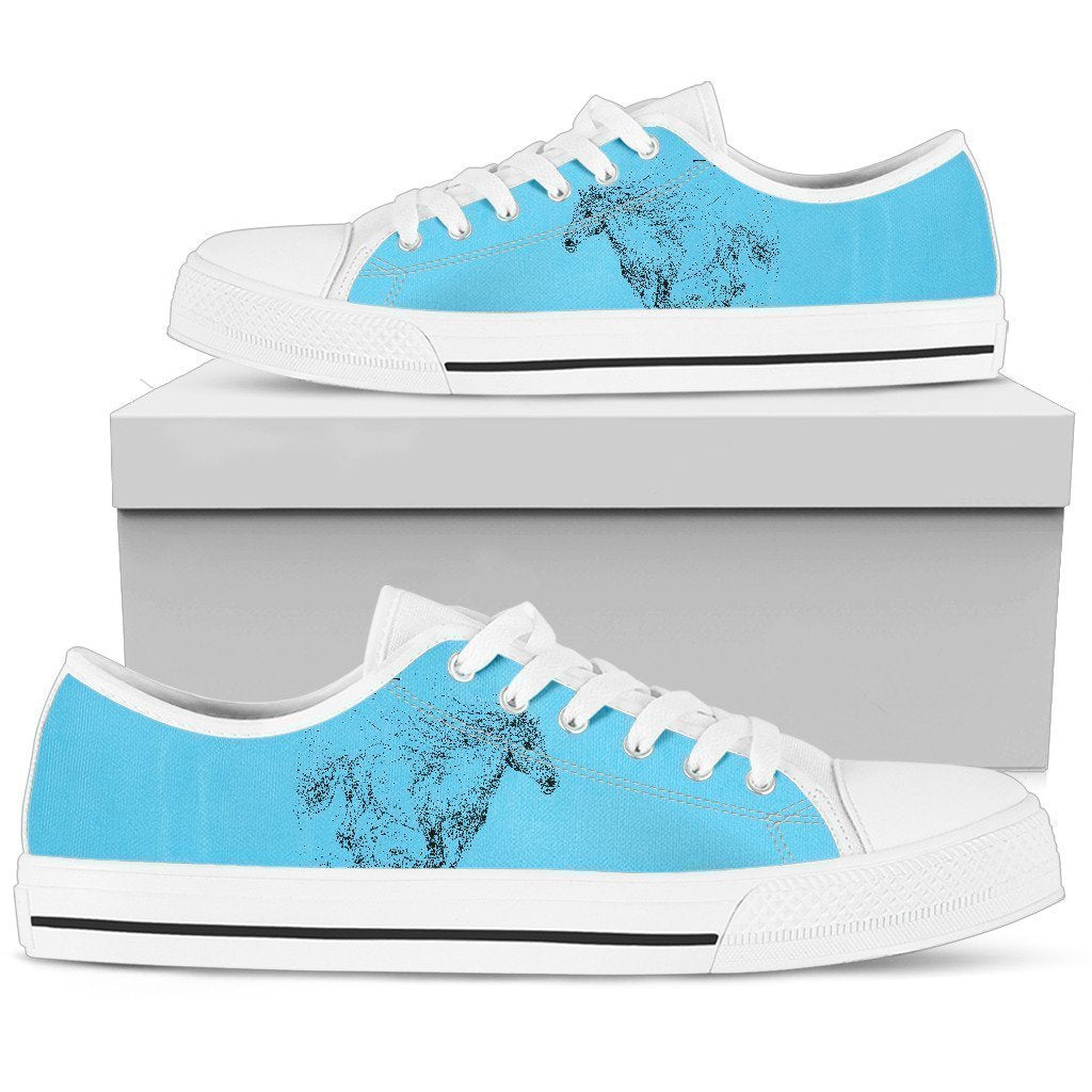 Horse Blue Women's Low Top Shoe-6teenth World™-Women's Low Top Shoe-US5.5 (EU36)-Vibe Cosy™