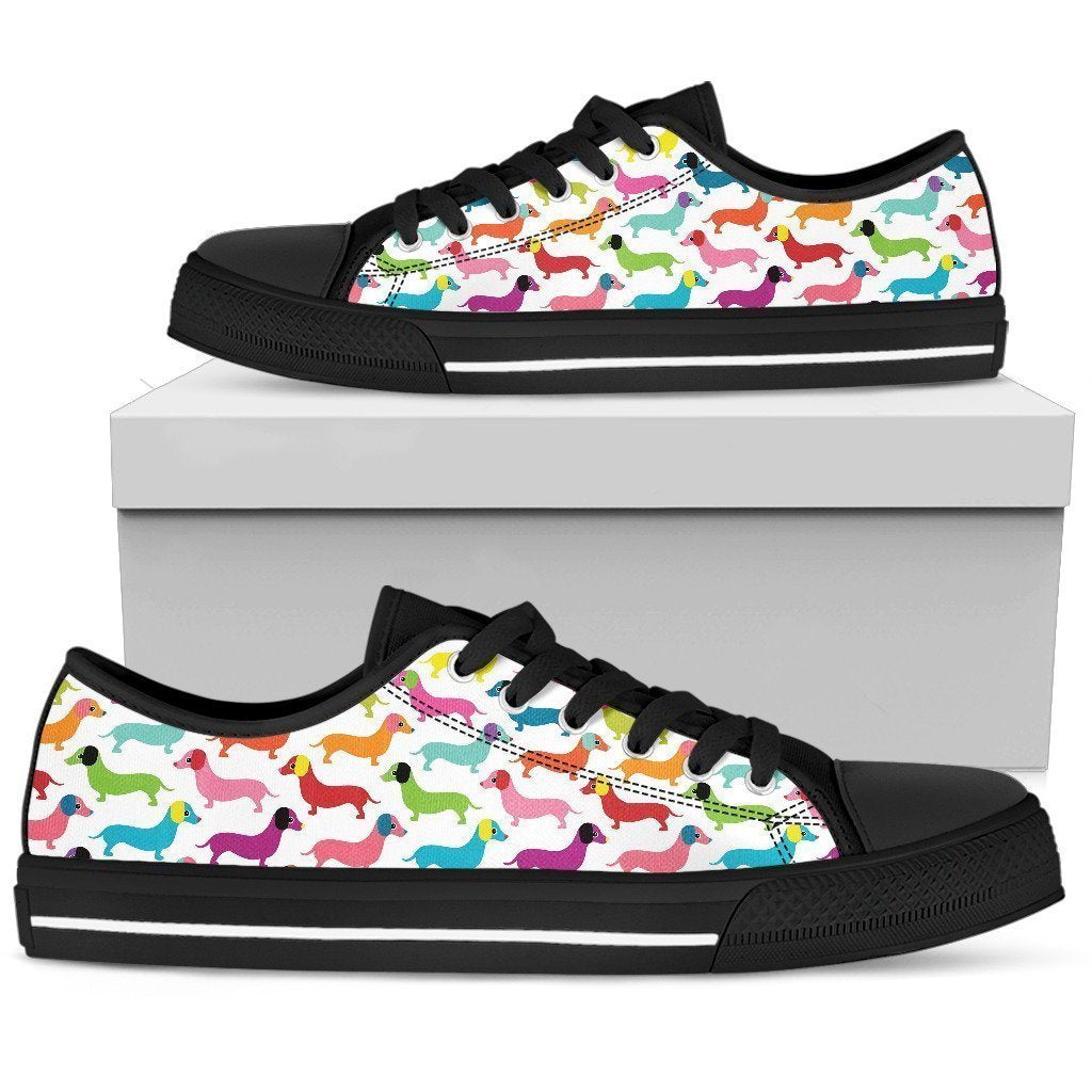 Daschund Rainbow Black Low Top Sneaker-6teenth World™-Women's Low Top Shoe-US5.5 (EU36)-Vibe Cosy™
