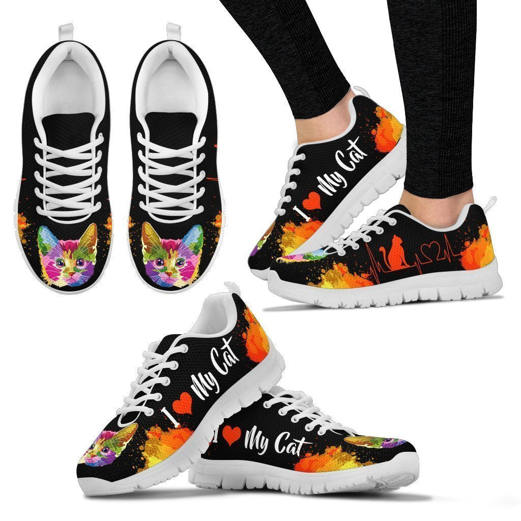 I Love My Cat Women's Sneakers-6teenth World™-Women's Sneakers-US5 (EU35)-Vibe Cosy™