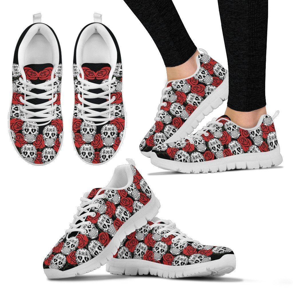 Skull Illustrator Sneakers - White-6teenth World™-Women's Sneakers-US5 (EU35)-Vibe Cosy™