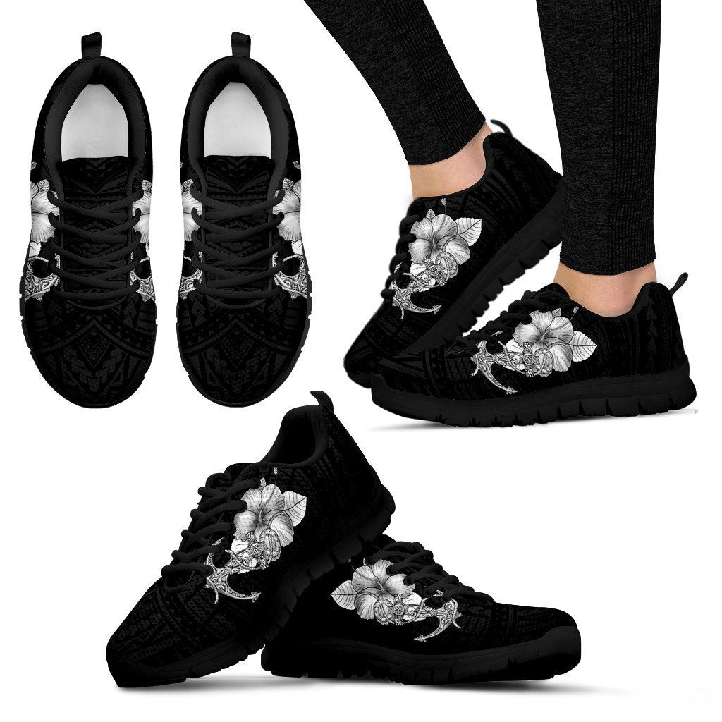Hibiscus Polynesian Sneakers - AH-SNEAKERS-Alohawaii-Women's Sneakers-US5 (EU35)-Black-Vibe Cosy™