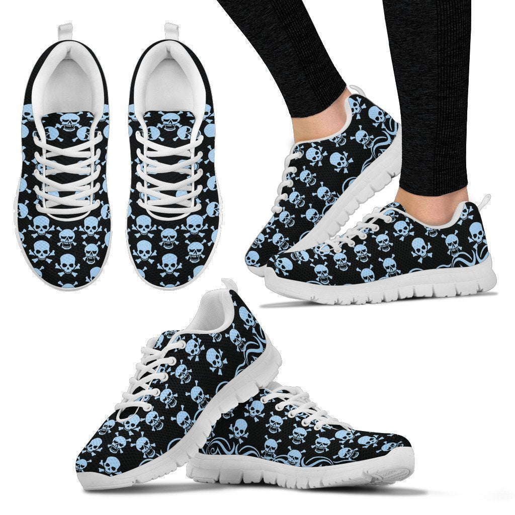 Printed Skull Sneakers - White-6teenth World™-Women's Sneakers-US5 (EU35)-Vibe Cosy™