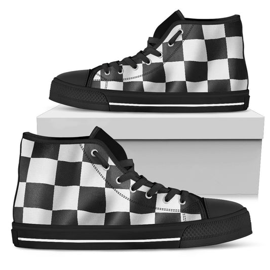 Racing Checkerboard-6teenth World™-Men's High Top Shoe-US5 (EU38)-Vibe Cosy™