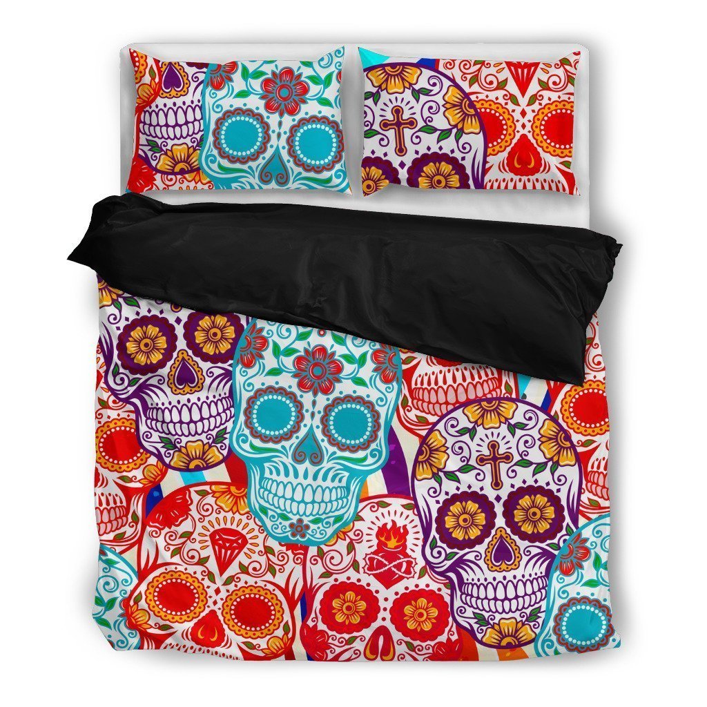 Sugar Skulls.-6teenth World™-Bedding Set-Twin-Vibe Cosy™