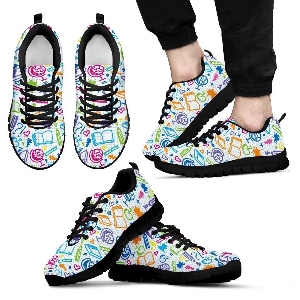 School Pattern-Shoes-6teenth Outlet-Men's Sneakers - Black - School Pattern-US5 (EU38)-Vibe Cosy™