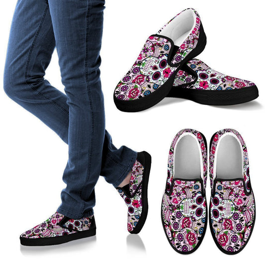 Limited Edition Sugar Skull Slip-On-Ocean Gadget™-Women's Slip-on-US6 (EU36)-Vibe Cosy™