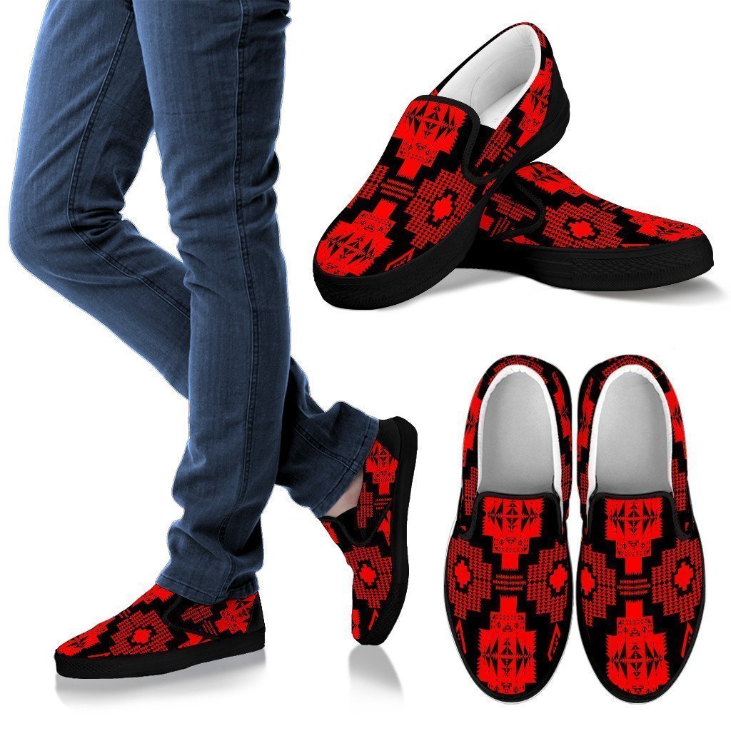 Seven Tribes Red with Black Men's Slip Ons-6teenth World™-Kid's Sneakers-US8 (EU40)-Vibe Cosy™