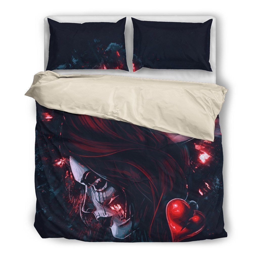 Two Face Skull Girl-6teenth World™-Bedding Set-Twin-Vibe Cosy™