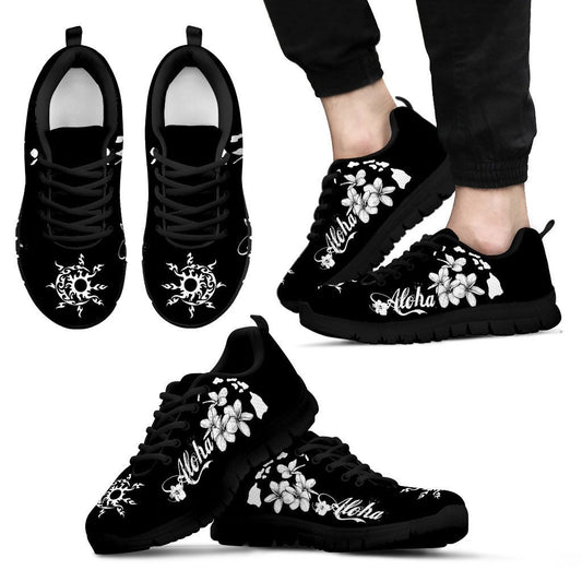 Aloha Map And Hibiscus Sneakers - AH-SNEAKERS-Alohawaii-Men's Sneakers-US5 (EU38)-Black-Vibe Cosy™