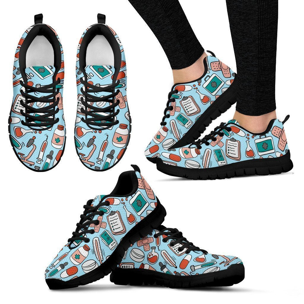 Pharmacy Technician Women's Sneakers Style 2 (Black)-6teenth World™-Women's Sneakers-US5 (EU35)-Vibe Cosy™
