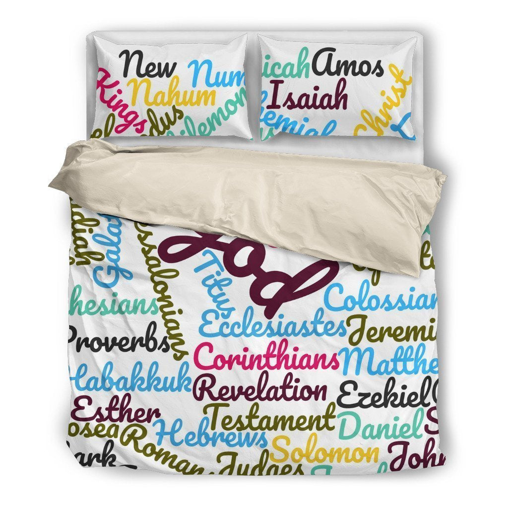Blue Holy Bible Books Beige Bedding Set-6teenth World™-Bedding Set-Twin-Vibe Cosy™