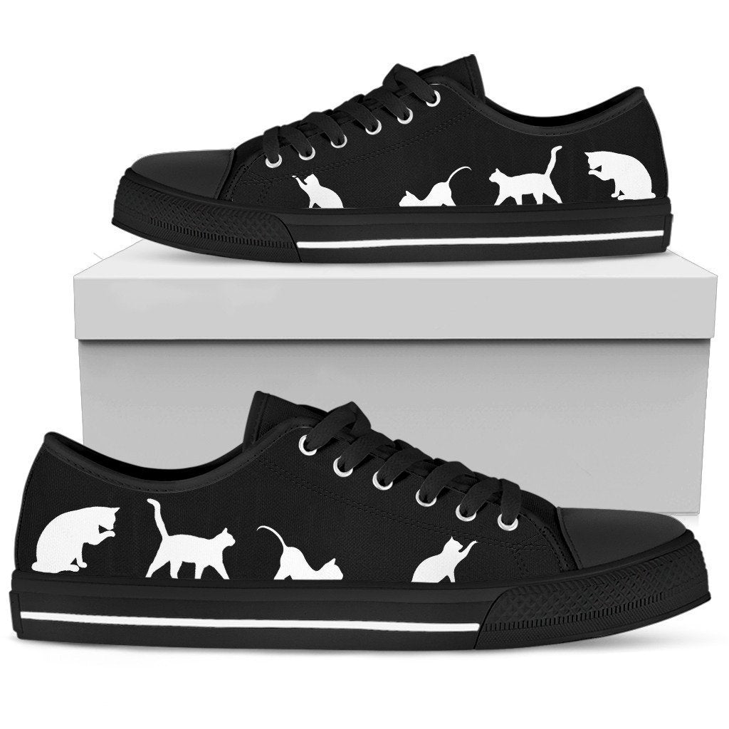 Black and White Cats Women's Low Top Shoe-6teenth World™-Women's Low Top Shoe-US5.5 (EU36)-Vibe Cosy™